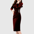 LILLO | VELVET SLIT RUCHED DRESS