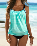 Augustus - Tankini tinta unita con stampa leopardata