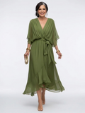 Elysia | Abito midi drappeggiato con scollo a V
