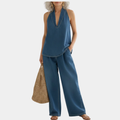 Ivy | Vintage Washed Soft Denim-Look Two-Piece Set