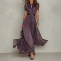 Vivienne | Abito lungo in chiffon con dettagli in pizzo