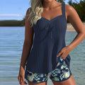 Laluna® | Set due pezzi con tankini a righe e shorts da spiaggia