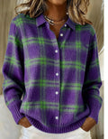 MARILOU™ - SOFT HOODIE BLOUSE WITH CHECK PATTERN