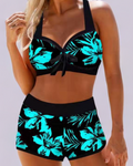 Sherrie - Costume intero a vita alta con fantasia floreale