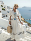 Seren | Abito midi stile portafoglio con scollo a V e maniche corte
