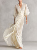 Sefa - Abito in chiffon trasparente avorio