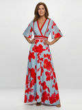 Corinne | Abito floreale con scollo a V e maniche corte