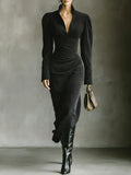 OFELIA | ELEGANT V-NECK LONG SLEEVE MAXI DRESS