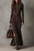 Raviona – Vestito Maxi con Zip Stile Svedese con Cintura Inclusa