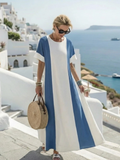 Soraya | Abito lungo color block con maniche corte