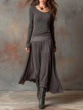 Adelaide | Retro Grey Ribbed Stretch Slim-Fit Set