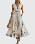 Paz™ | Timeless Floral Pleated Maxi Dress