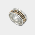 Marlene – Wide Hammered Ring with Gold Accents
