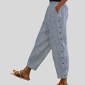 Linaya - Pantaloni a Righe con Bottoni