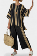 Calden | Set in lino a righe scure