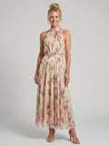 Aurelle | Abito midi floreale con allacciatura al collo
