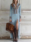 Beatrice | Western Faux Suede Fringe Dress