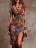 ANDREA - Abito midi boho arricciato