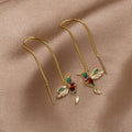 Stefanie – Gold Earrings with Delicate Pendant