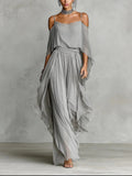 Freya | Completo due pezzi in chiffon off-shoulder