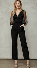 ISLIE | JUMPSUIT WITH SHEER SLEEVES AND WIDE LEGS
